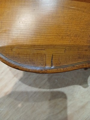 Lot 546 - An antique French violin, inscribed on paper...