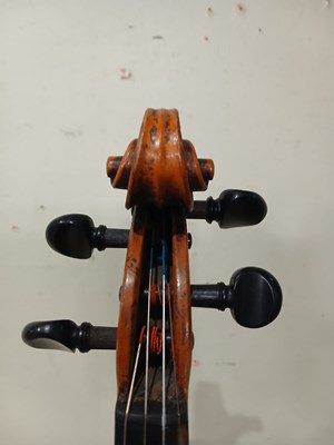 Lot 546 - An antique French violin, inscribed on paper...