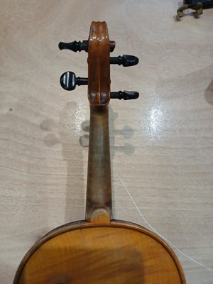 Lot 546 - An antique French violin, inscribed on paper...