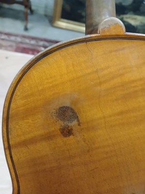 Lot 546 - An antique French violin, inscribed on paper...