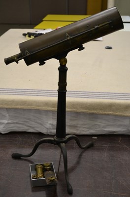 Lot 530 - A 19th century brass telescope mounted on a...