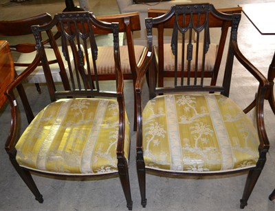 Lot 827 - A pair of George III Sheraton style carver...