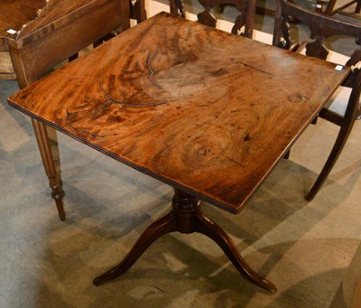 Lot 840 - A 19th century mahogany square topped tripod...