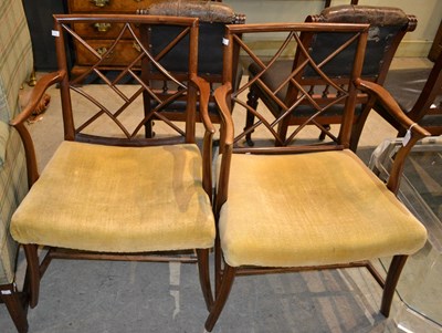 Lot 850 - A pair of George III style mahogany Cockpen...