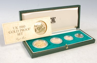 Lot 1 - Royal Mint, 1980 UK gold proof four coin...