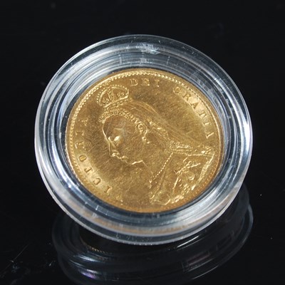 Lot 57 - A Victorian gold half sovereign dated 1887 in...