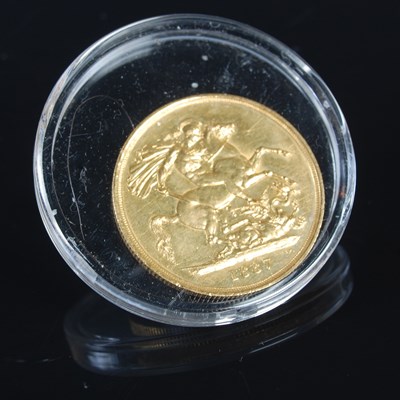 Lot 58 - A Victorian gold double sovereign dated 1887.