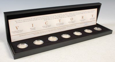 Lot 67 - A cased 75th Anniversary of VE Day silver...