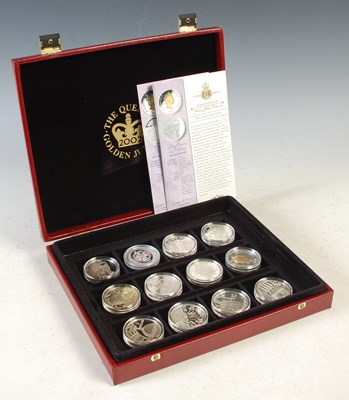 Lot 66 - Box of twelve silver proof coins, the Queens...