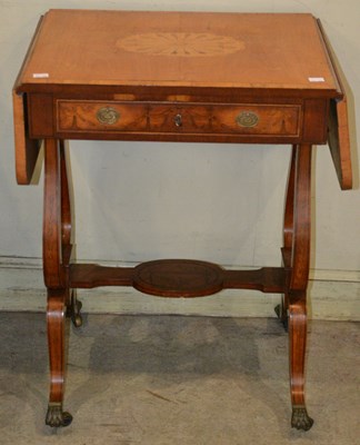 Lot 865 - A 19th century satinwood drop leaf table with...