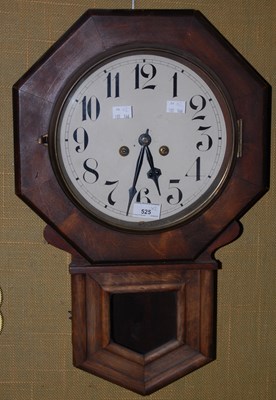 Lot 525 - Two mahogany drop dial wall clocks with Arabic...