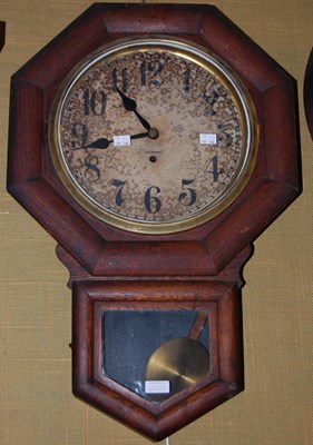 Lot 525 - Two mahogany drop dial wall clocks with Arabic...