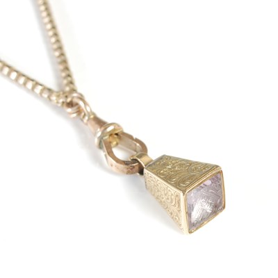 Lot 139 - A long yellow metal necklace, stamped '9ct',...