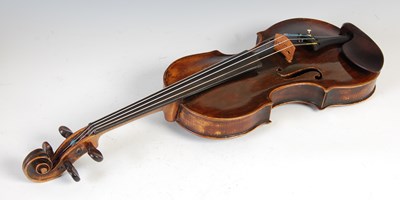 Lot 209 - An early 20th century violin bearing paper...