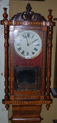 Lot 528 - Two inlaid wall clocks with Roman numeral dials