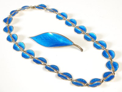 Lot 143 - David Andersen, a Sterling silver and blue...