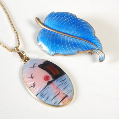 Lot 144 - A Norwegian Sterling silver and enamel oval...