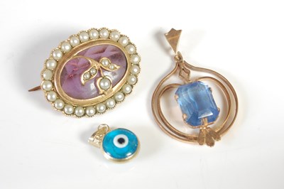 Lot 170 - A 9ct gold and blue gemstone set Art Nouveau...