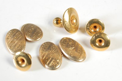 Lot 183 - A pair of 9ct gold oval cufflinks and four...