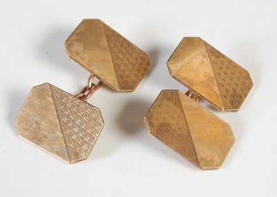 Lot 201 - A pair of 9ct gold octagonal shaped cufflinks...