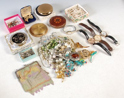 Lot 223 - A box of assorted costume jewellery, to...