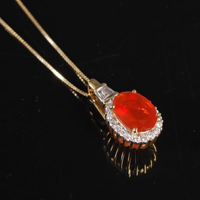Lot 242 - Iliana, an 18ct gold fire opal and diamond...