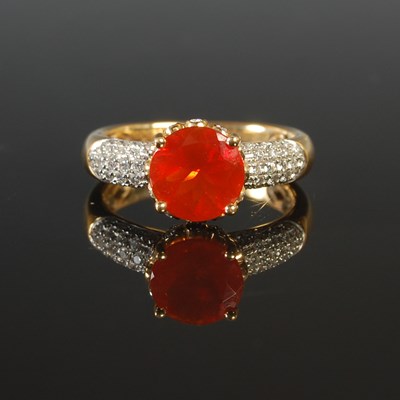 Lot 255 - Iliana, an 18ct gold fire opal and diamond...