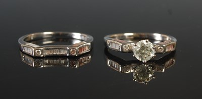 Lot 258 - A pair of white gold and diamond engagement/...