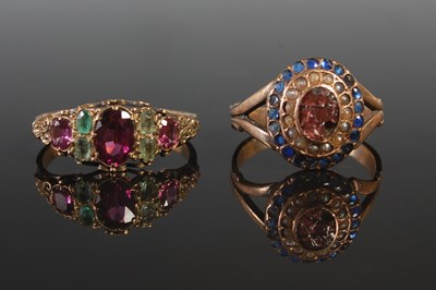 Lot 291 - Two late 19th/ early 20th century gem set...