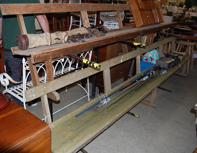Lot 682 - Two long pine benches, approx. 365cm long