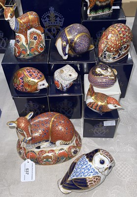 Lot 537 - A collection of nine Royal Crown Derby animal...