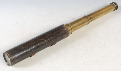 Lot 360 - A leatherbound three draw telescope, labelled '...