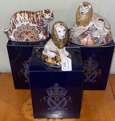 Lot 517 - A collection of three Royal Crown Derby animal...