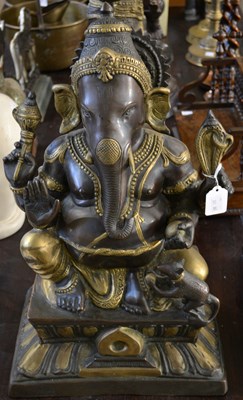Lot 499 - An Indian bronze Ganesh figure, with gilt...
