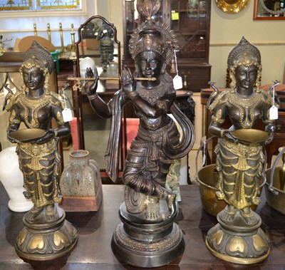 Lot 495 - Three Indian bronze figures, to include...