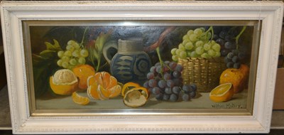 Lot 637 - W. Motley  
Still life with basket of grapes,...