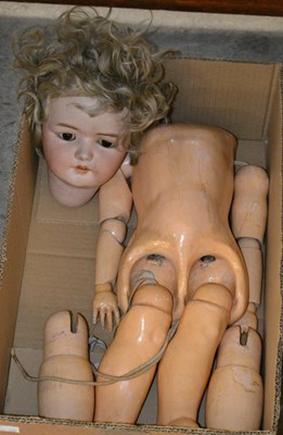 Lot 577 - An antique German Bisque Head porcelain doll...