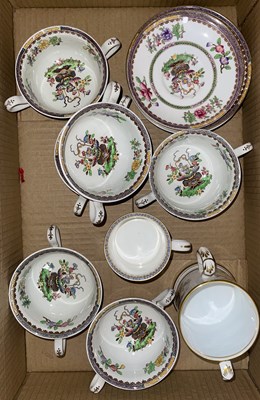 Lot 554A - A box of old bone china, to include soup bowls,...