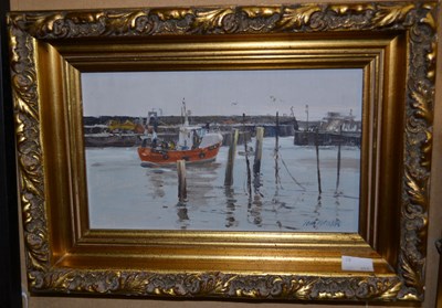 Lot 660 - Thomas Manson (B. 1940) Harbour scene with...