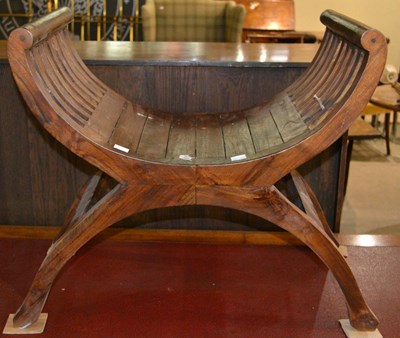 Lot 822 - A 20th century X frame stool, 57cm high x 63cm...