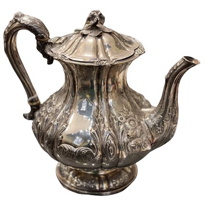 Lot 72A - A George IV silver tea/ coffee pot, London,...