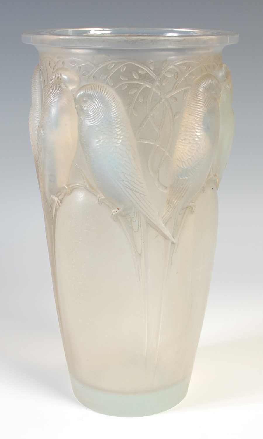 Lot 5 - Ceylan, a Lalique opalescent glass vase, wheel...