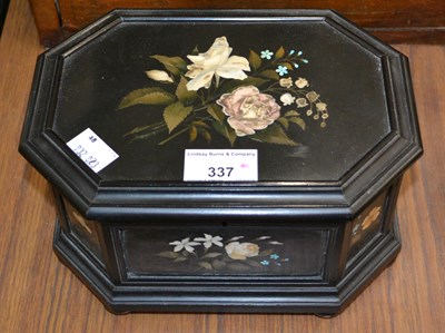 Lot 337 - A 19th century Italian ebony and Pietra Dura...