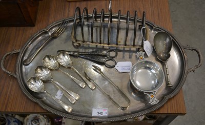 Lot 342 - A silver plated serving tray with carry...