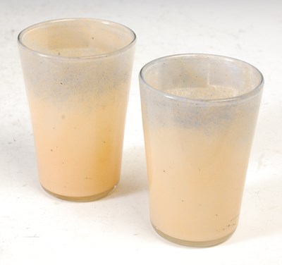 Lot 350 - A rare pair of Vasart pale orange and blue...