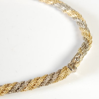 Lot 40 - An 18ct gold two colour rope twist necklace,...
