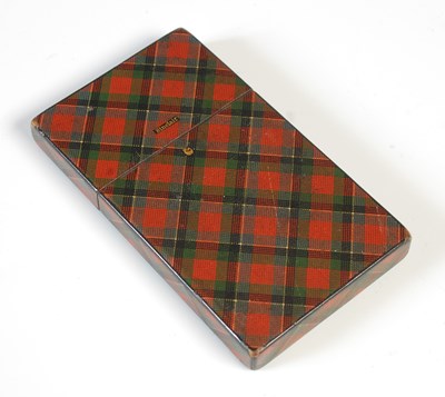 Lot 81 - A tartan ware calling card case, decorated in...