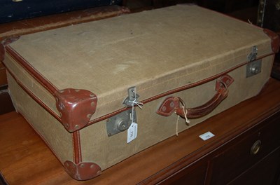 Lot 775 - A vintage green canvas and faux brown leather...