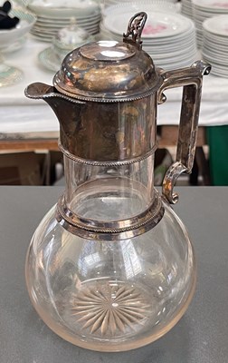 Lot 92 - A Victorian silver mounted clear glass claret...