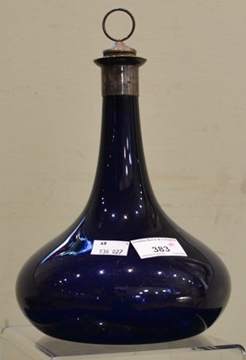 Lot 383 - A 19th century cobalt blue glass decanter,...